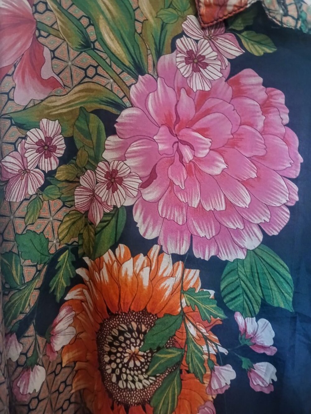 Johnny Was Jenna 100% Silk Floral Multicolor Blouse Women Size XL - Picture 9 of 12